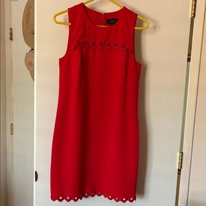 J Crew Vibrant Red Eyelet Mini Dress, size 8
